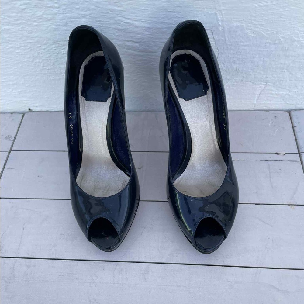 Dior Glossy navy blue Peep-Toe Heels